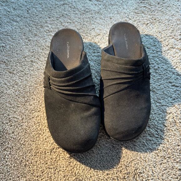 Croft & Barrow Gray Suede Leather Slip On Clogs Size 8.5 Comfort Shoes Mules - Picture 3 of 11